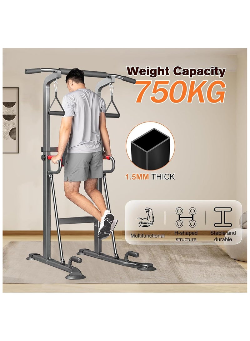 Rightsure Power Tower, Adjustable Multifunctional Pull Up Bar, Power Tower Exercise Station with Backrest and Rings, Home Gym Strength Training Fitness Equipment, Home Gym Equipment - Image 5