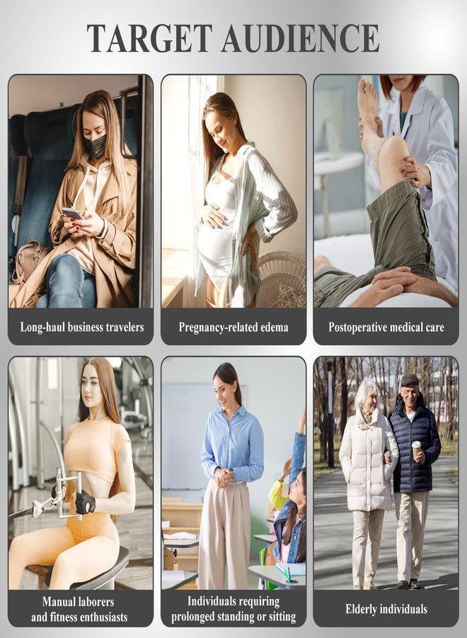 جوارب ضغط طبية بدون أصابع بضغط 20-30 ملم زئبق للنساء والرجال، جوارب ضغط للساقين والكاحل، جوارب ضغط مفتوحة الأصابع للركبة لعلاج الدوالي، تحسين الدورة الدموية، مناسبة للسفر والجري (كم أسود، مقاس كبير) - Image 5