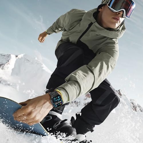 FULLIFE Designed for Apple Watch Band Apple Watch Ultra 3/2/1 49mm for Men, Silicone Rubber Bands with Metal Connector for Apple Watch Series 11/10 46mm, 9/8/7 45mm, SE2/SE 6/5/4 44mm, 3/2/1 42mm - Image 5