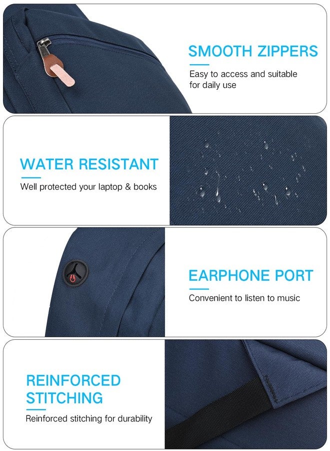 RAVUO Laptop Backpack, Water Resistant Unisex Backpack Mens Casual Daypack Bookbag for Travel College Blue - Image 3
