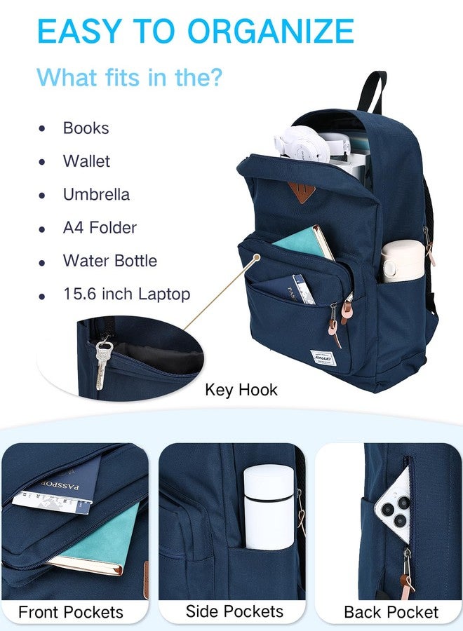 RAVUO Laptop Backpack, Water Resistant Unisex Backpack Mens Casual Daypack Bookbag for Travel College Blue - Image 4