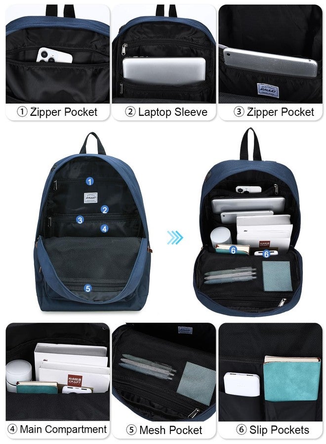 RAVUO Laptop Backpack, Water Resistant Unisex Backpack Mens Casual Daypack Bookbag for Travel College Blue - Image 5