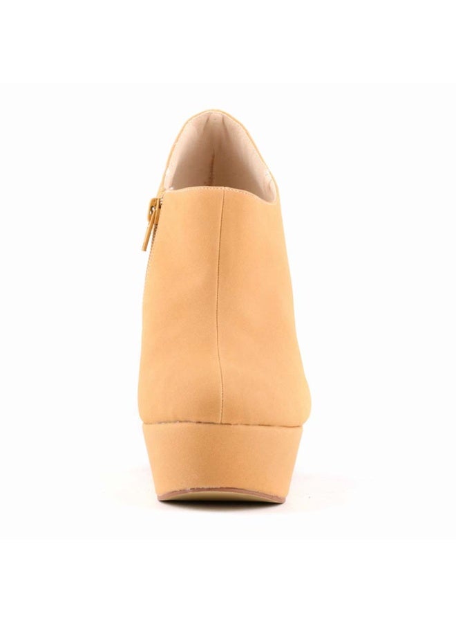 Loquat All-season wedge low-top platform suede Roman boots 14cm Nude - Image 4