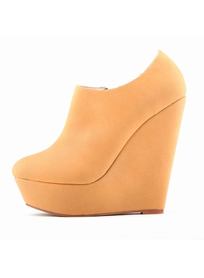 Loquat All-season wedge low-top platform suede Roman boots 14cm Nude - Image 1