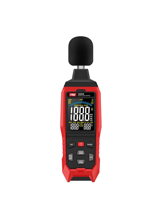 تاسي TA652B 30 ~ 130dB اختبار الضوضاء ديسيبل الضوضاء A / C / Z صناعة الترجيح كاشف حجم مستوى الصوت الرقمي مسجل مسجل بيانات عقد سريع / بطيء فوق الحد الفوري  - Image 1