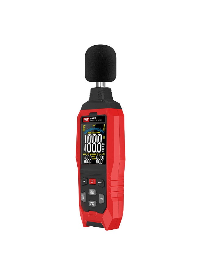 تاسي TA652B 30 ~ 130dB اختبار الضوضاء ديسيبل الضوضاء A / C / Z صناعة الترجيح كاشف حجم مستوى الصوت الرقمي مسجل مسجل بيانات عقد سريع / بطيء فوق الحد الفوري  - Image 3