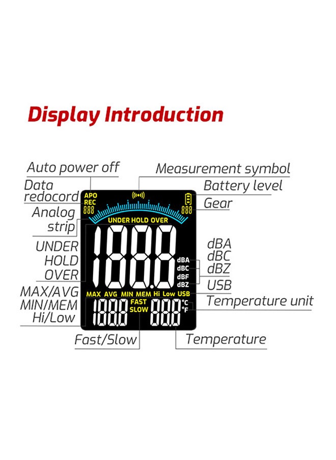 تاسي TA652B 30 ~ 130dB اختبار الضوضاء ديسيبل الضوضاء A / C / Z صناعة الترجيح كاشف حجم مستوى الصوت الرقمي مسجل مسجل بيانات عقد سريع / بطيء فوق الحد الفوري  - Image 2