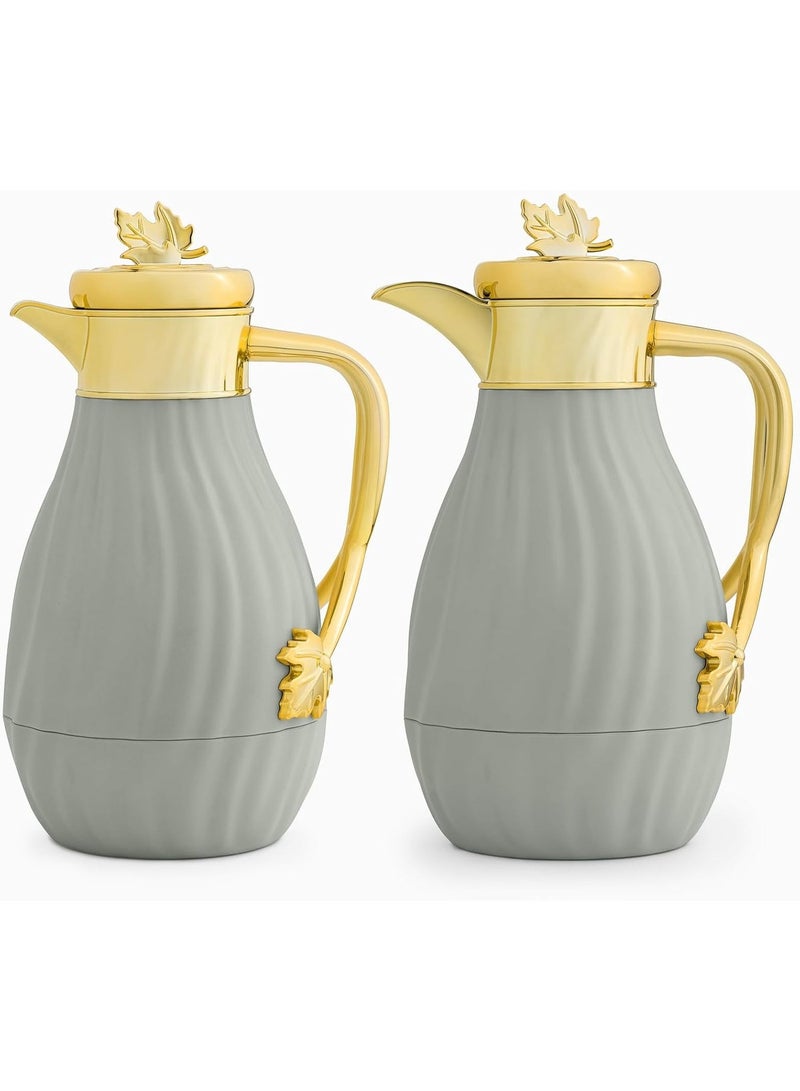 ماستر جولد طقم ترمس فاخر للشاي والقهوة من أميرا بغطاء ذهبي سعة 1 لتر | ترمس ديافة للشاي والقهوة يحافظ على الحرارة لمدة 12 ساعة | تصميم أنيق للمناسبات والضيافة - Image 1