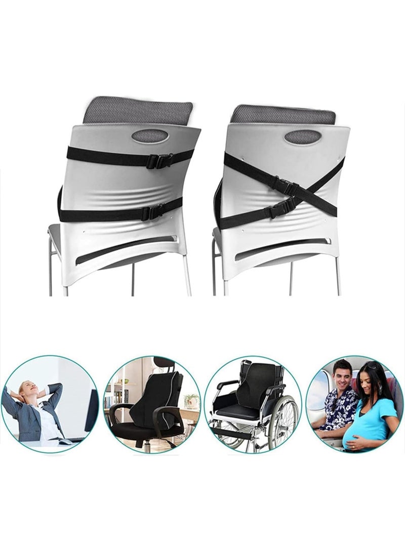 مخطوطات مجموعة وسادة مقعد من إسفنج الذاكرة عالي الجودة لتقويم العظام ودعم أسفل الظهر، باللون الأسود لتخفيف آلام الظهر وتصحيح الوضع، عبوة من قطعتين - Image 3