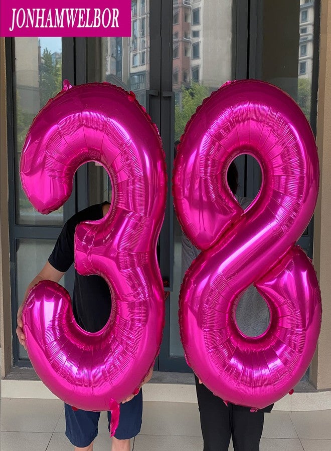 جونهامويلبور بالونات عيد ميلاد رقم 18 وردية فاقع، رقم 40 بوصة، 18 وردية، كبيرة، عملاقة، ضخمة، مصنوعة من رقائق معدنية من المايلر والهيليوم، 18، 81، بالونات حفلات للفتيات والنساء - Image 5
