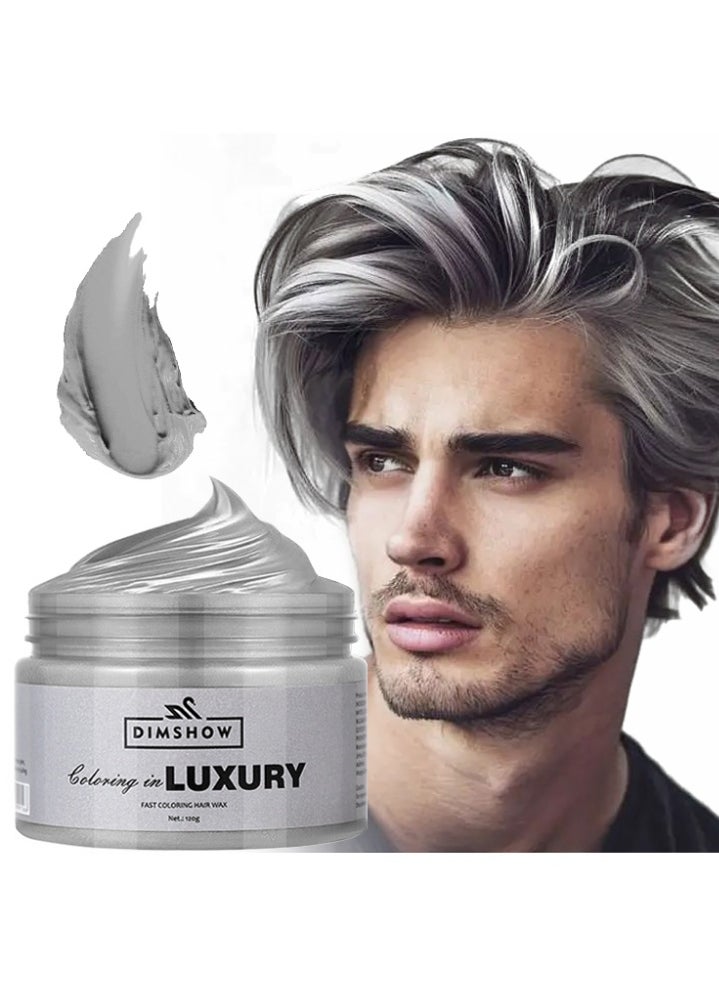 DIMSHOW Coloring in Luxury-Fast Coloring Hair Wax,Hair Color Material for Temporary  Hair Color, Hair Dye Coloring Wax Washable Natural Instant Hair Color Cream Temporary Hair Dye Wax 120g  #08 Silver  - Image 1