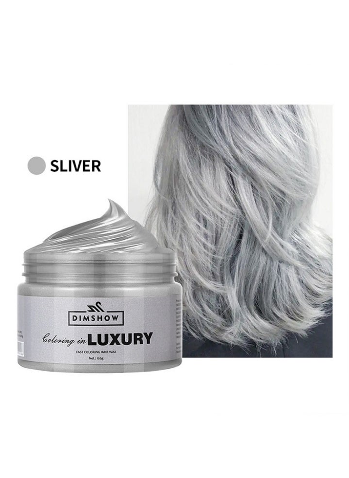 DIMSHOW Coloring in Luxury-Fast Coloring Hair Wax,Hair Color Material for Temporary  Hair Color, Hair Dye Coloring Wax Washable Natural Instant Hair Color Cream Temporary Hair Dye Wax 120g  #08 Silver  - Image 2