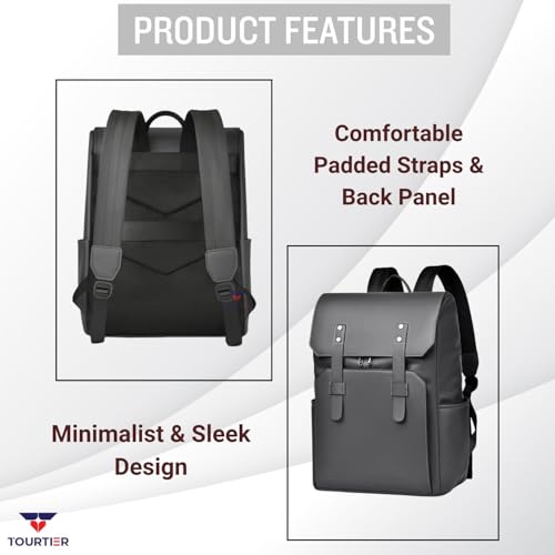 TOURTIER Stylish Laptop Backpack for Men & Women, Fits 15.6 Inch Laptop (GREY) - Image 4