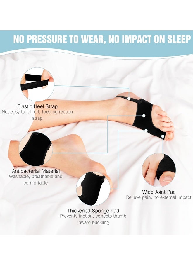 2 Pcs Bunion Corrector for Women & Men, Comfortable & Breathable for Day/Night Support, Hallux Valgus Pain Relief, S size(Black) - Image 2