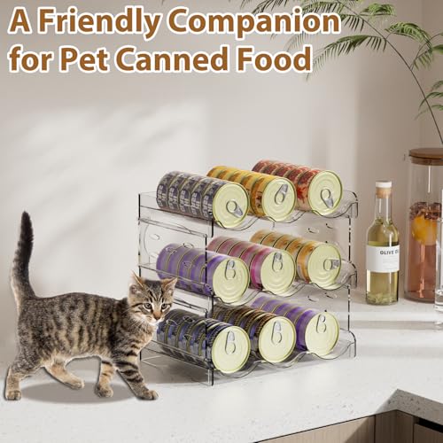 Flenpptly Cat Food Can Organizer, 3-Tier Cat Food Organizer, Transparent Can Organizer for Pantry, Canned Food Organizer Holds 45 (3oz) Cans, Pantry can Organizer - Image 4