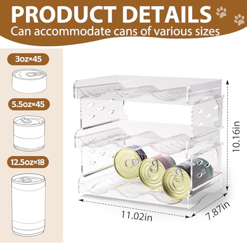 Flenpptly Cat Food Can Organizer, 3-Tier Cat Food Organizer, Transparent Can Organizer for Pantry, Canned Food Organizer Holds 45 (3oz) Cans, Pantry can Organizer - Image 2