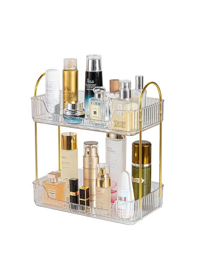 XiuWoo 2-Tier Skincare Organizer Makeup Organization Storage Cosmetics Organizer Lipstick Perfume Cosmetic Skin Care Product Storage Rack Bathroom Corner Shelf Organizer Accessories - Image 5