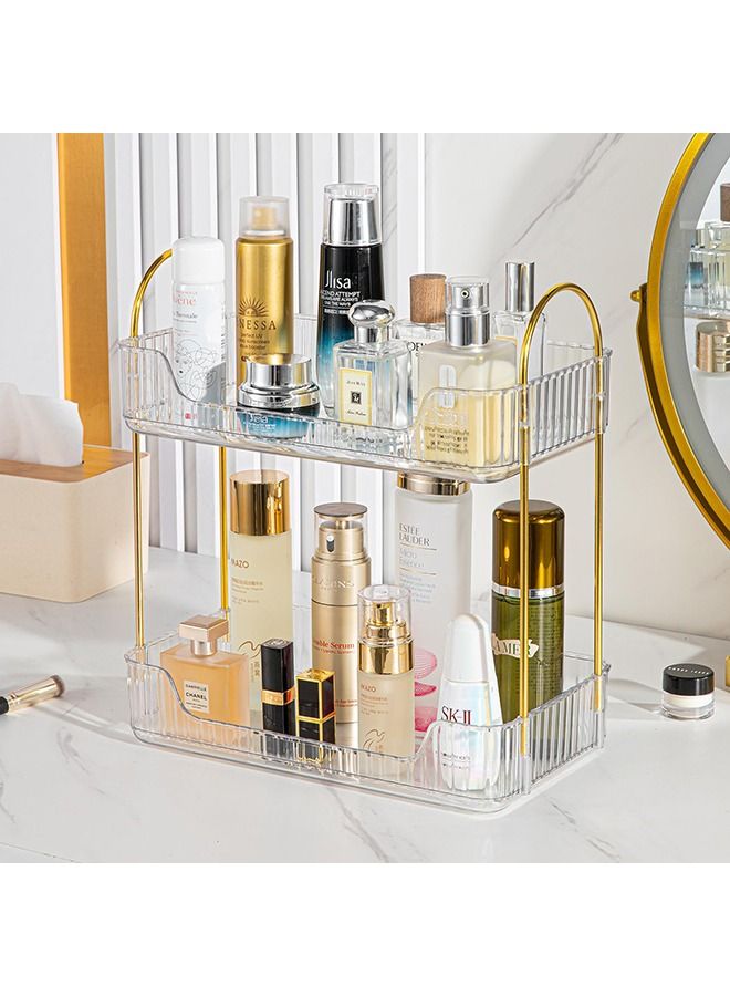 XiuWoo 2-Tier Skincare Organizer Makeup Organization Storage Cosmetics Organizer Lipstick Perfume Cosmetic Skin Care Product Storage Rack Bathroom Corner Shelf Organizer Accessories - Image 1