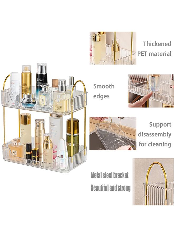 XiuWoo 2-Tier Skincare Organizer Makeup Organization Storage Cosmetics Organizer Lipstick Perfume Cosmetic Skin Care Product Storage Rack Bathroom Corner Shelf Organizer Accessories - Image 3