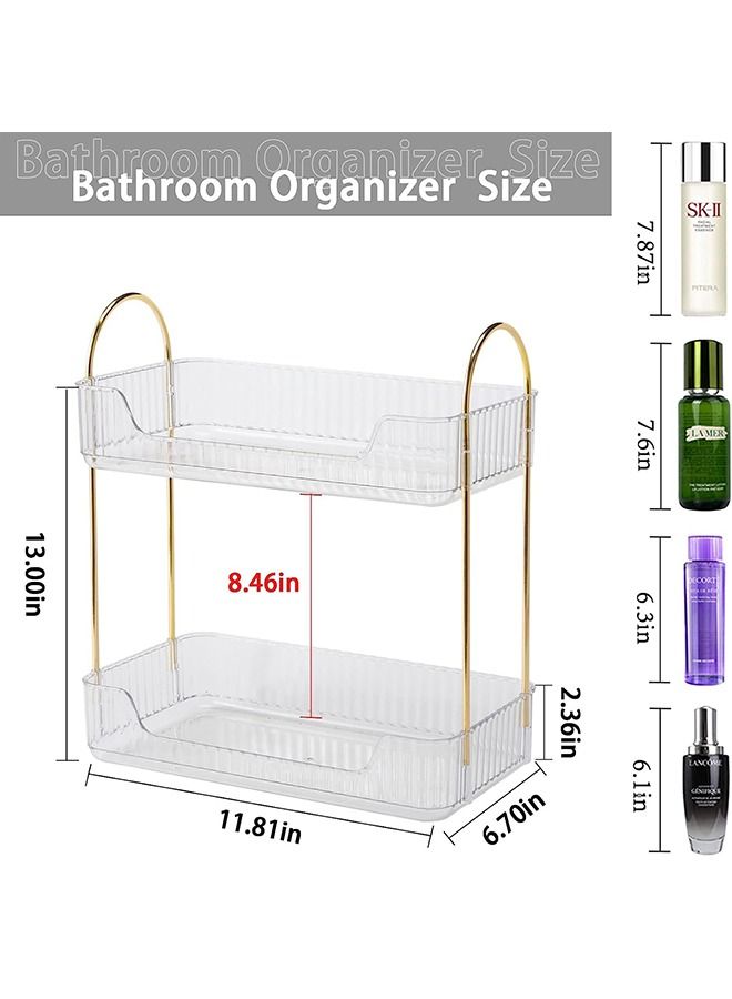 XiuWoo 2-Tier Skincare Organizer Makeup Organization Storage Cosmetics Organizer Lipstick Perfume Cosmetic Skin Care Product Storage Rack Bathroom Corner Shelf Organizer Accessories - Image 2