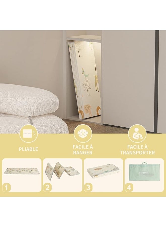 Gupamiga Play Mat Baby Crawling Mat Foldable Baby Rug Play Mat Non-Toxic XPE Foam Floor Non-Slip Double-Sided Portable Waterproof - Image 4