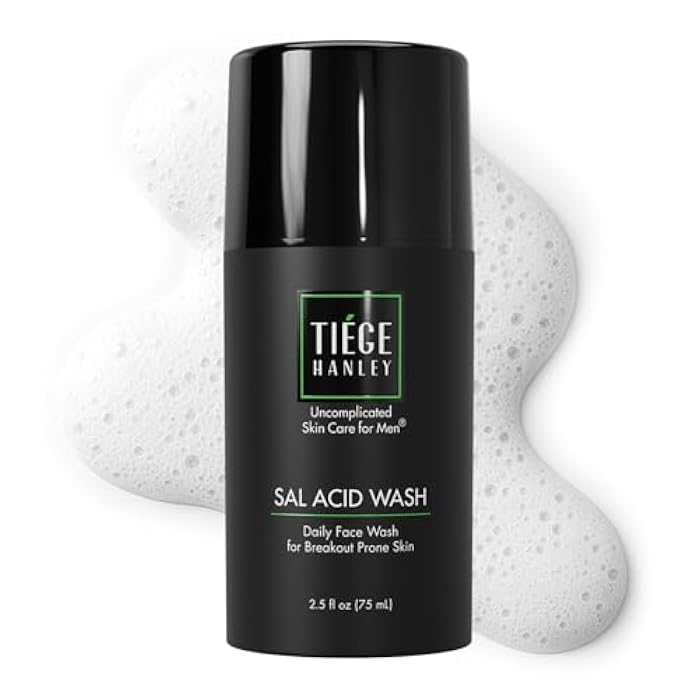 Tiege Hanley Salicylic Acid Cleanser for Men - Gentle & Deep Cleansing Face Wash for Clear Skin - Prevent Breakouts & Helps Control Oil Production, Minimizing Blackheads & Reduce Pore Size - Image 1