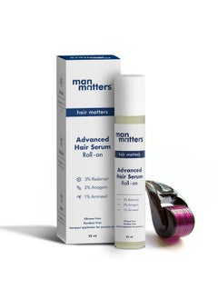 Man Matters Advanced Beard&Hair Serum Roll On 25Ml With Derma Roller 0.5 Mm|Redensyl,Anagain,Aminexil&Rosemary|Reactivates Hair Cells,Improves Beard&Hair Density&Promotes Thicker Growth, 50 Grams  - Image 1