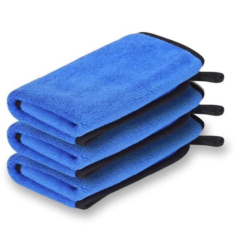 BTfash Microfiber Cleaning Cloth 40x40 cms 600 GSM Highly AbsorbentLint and Streak Free MultiPurpose Wash Cloth for KitchenCarWindowStainless SteelSilverwearDark_Blue_40x40cms Pack of 3