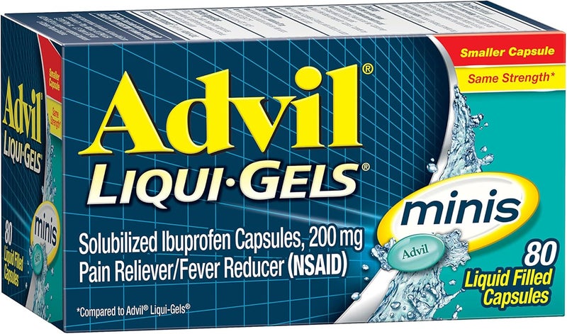 Advil LiquiGels Minis Pain Reliever and Fever Reducer Pain Medicine for Adults with Ibuprofen 200mg for Pain Relief 80 Liquid Filled Capsules - Image 1