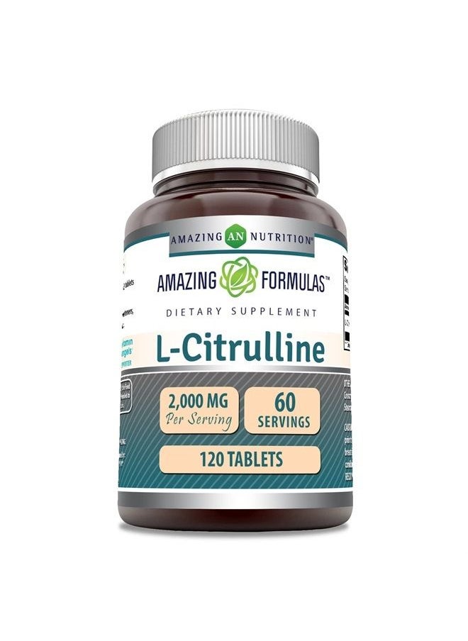 Amazing Nutrition - Amazing Formulas L Citrulline 2000mg Per Serving 120 Tablets Supplement | Amino Acid Supplement for Men & Women | Non-GMO | Gluten Free | Made in USA - Image 1