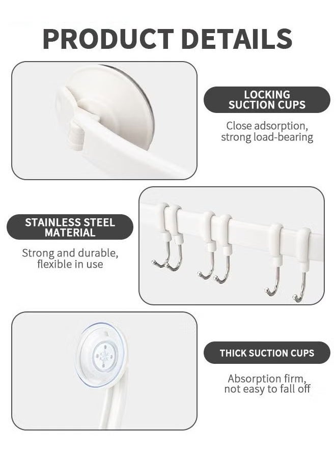 EETU Suction Cup Hooks,Plastic Hangers Hook Wall Mounted,Mug Hooks Kitchen Tool Hook Hat Hook Abs Storage Rack，Adhesive Bathroom Towel Bar,No Drill Hand Towel Holder With 56 Sliding Hooks - Image 4