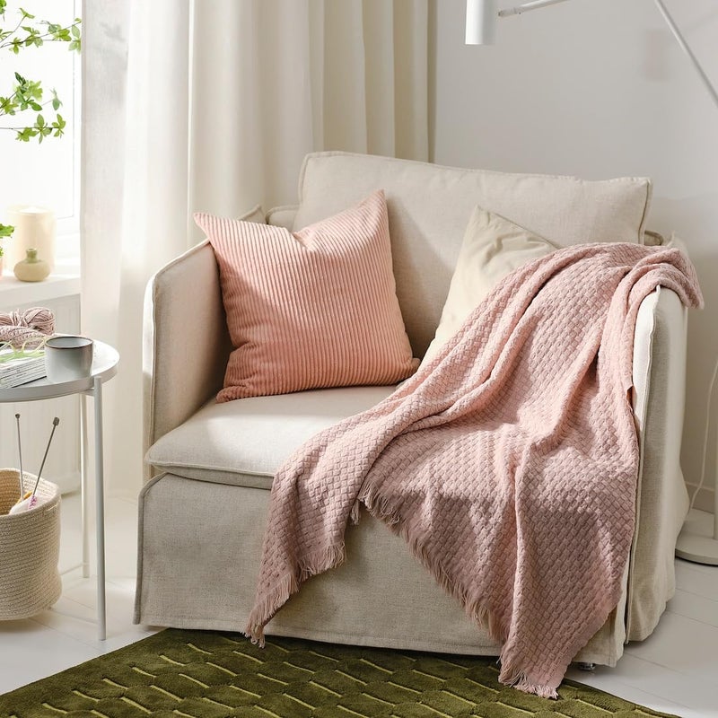 JENIFO HORNMAL Throw 130x170 cm 51x67 Pink Soft Cotton Blanket Cozy Throw for Living Room Sofa or Bedroom - Image 3
