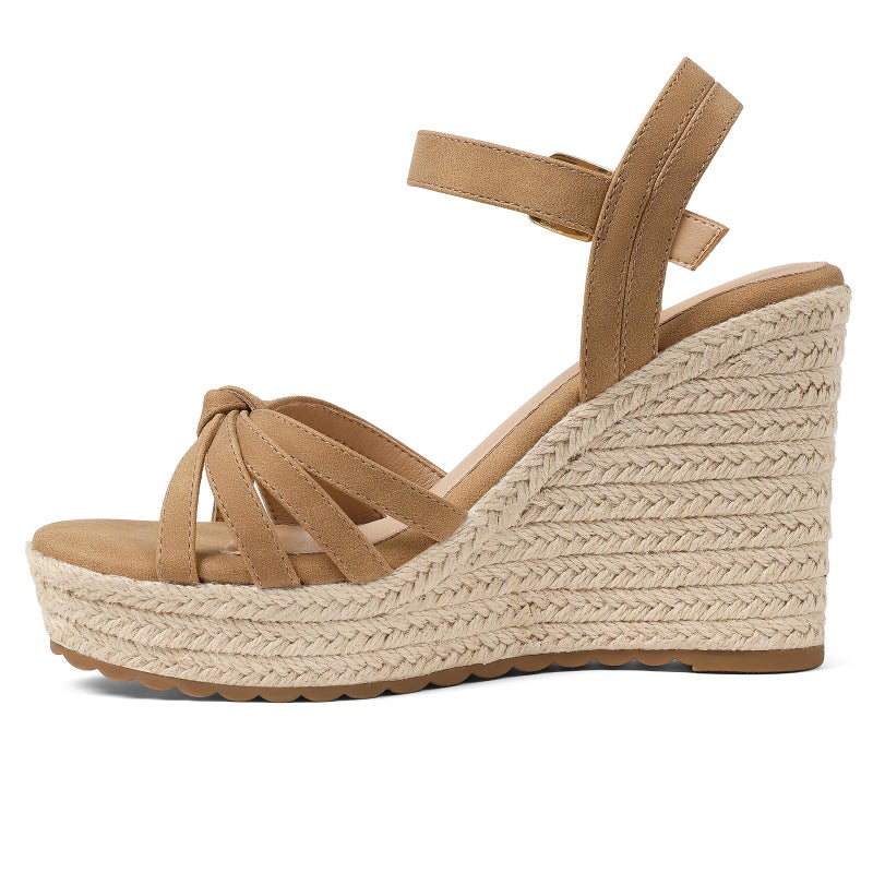 mikarka Sandals for Women 2026: Comfortable Wedge Platform Sandals Women - Braided Espadrilles for Women Ankle Strap Open Toe Wedges Heels Beach Sandals Summer Shoes Brown, US Size 7 - Image 4