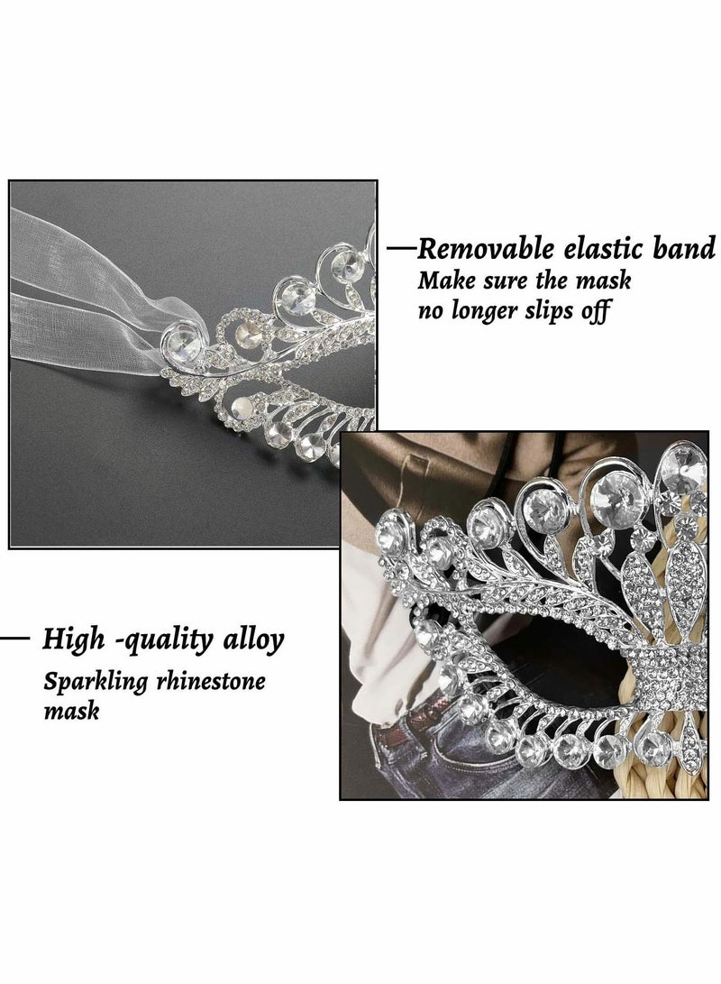 Excefore Masquerade Mask, Luxury Diamond Rhinestone Fancy Mask, Quality Alloy Venetian Party Mardi Gras Masks, Party Crown Mask for Women Lady - Image 4