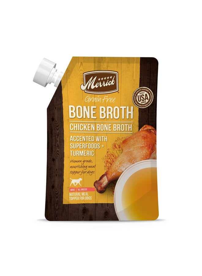 Merrick Grain Free Bone Broth, Premium Human Grade And Gluten Free Dog And Cat Food Topper Pouches, Chicken - 16 oz. Pouch - Image 1