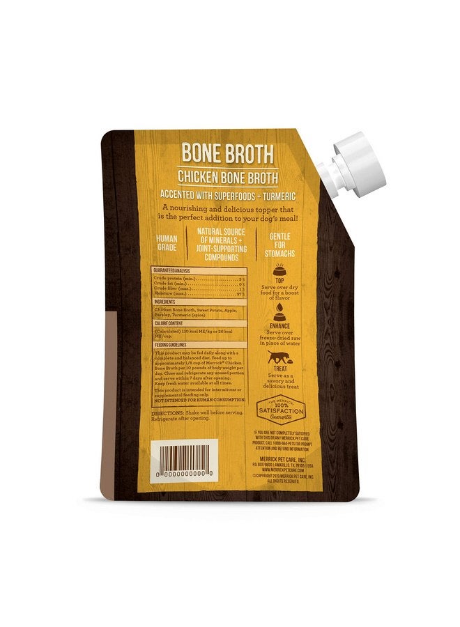 Merrick Grain Free Bone Broth, Premium Human Grade And Gluten Free Dog And Cat Food Topper Pouches, Chicken - 16 oz. Pouch - Image 3