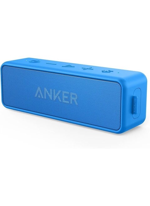 Soundcore 2 12W Portable Wireless Bluetooth Speaker: Better Bass, 24-Hour Playtime, 66ft Bluetooth Range, IPX7 Water Resistance & Built-in Mic, Dual-Driver Speaker for Beach, Travel, Party- Blue