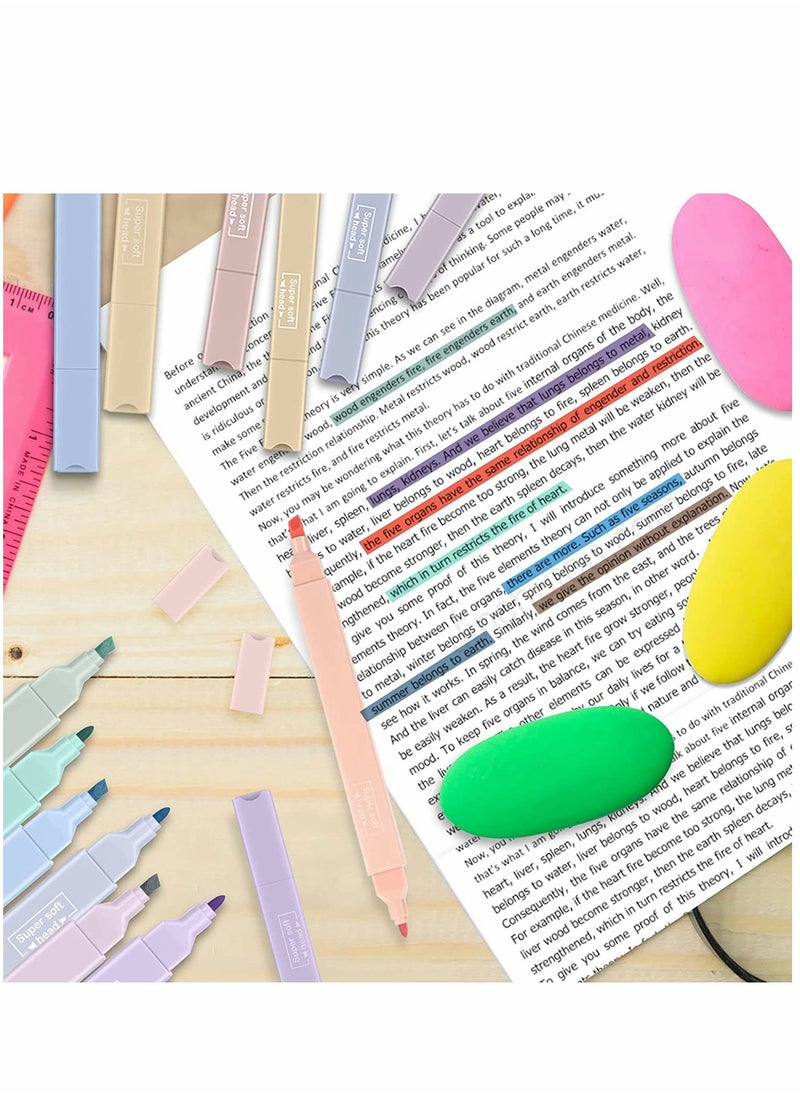 Excefore Double Head Highlighters 12 Colour Marker Pen Chisel Tip Assorted Colors With Soft Markers Felt tips Double-end Highlighter Pastel Highlighters, Dry Fast Easy to Hold  - Image 5