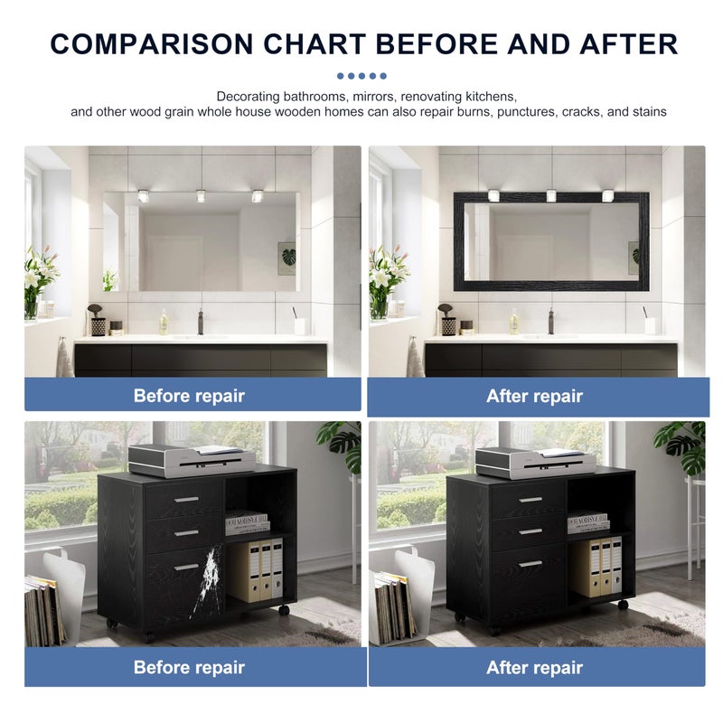 TIANLDD 27 FT Wood Grain Wallpaper Border, Removable Waterproof Mirror Border Peel and Stick,Bathroom Mirror Frame Border.(Black) - Image 2