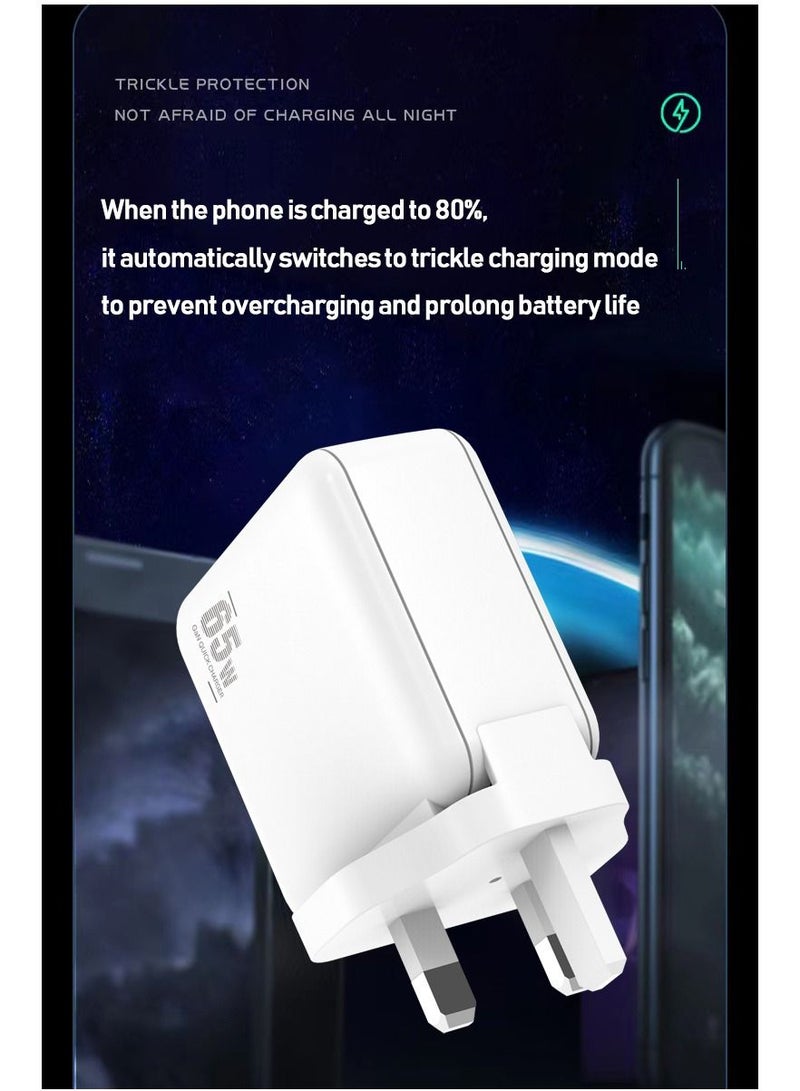 لينكبين شاحن سريع PD 65W GaN مع منفذ USB-A 1 من النوع C ومحول المملكة المتحدة - Image 4