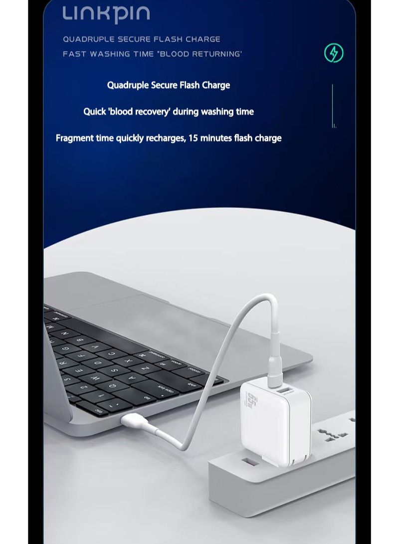 لينكبين شاحن سريع PD 65W GaN مع منفذ USB-A 1 من النوع C ومحول المملكة المتحدة - Image 5