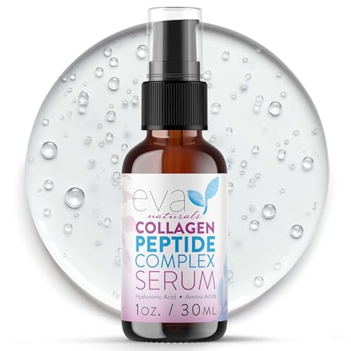 Eva Naturals Collagen Peptide Serum for Face – Anti Aging Facial Treatment with Peptides & Hyaluronic Acid – Gentle Formula for Sensitive Skin, Microneedling Pen, Derma Roller, Skin Firming & Hydrating (1 Oz) - Image 1