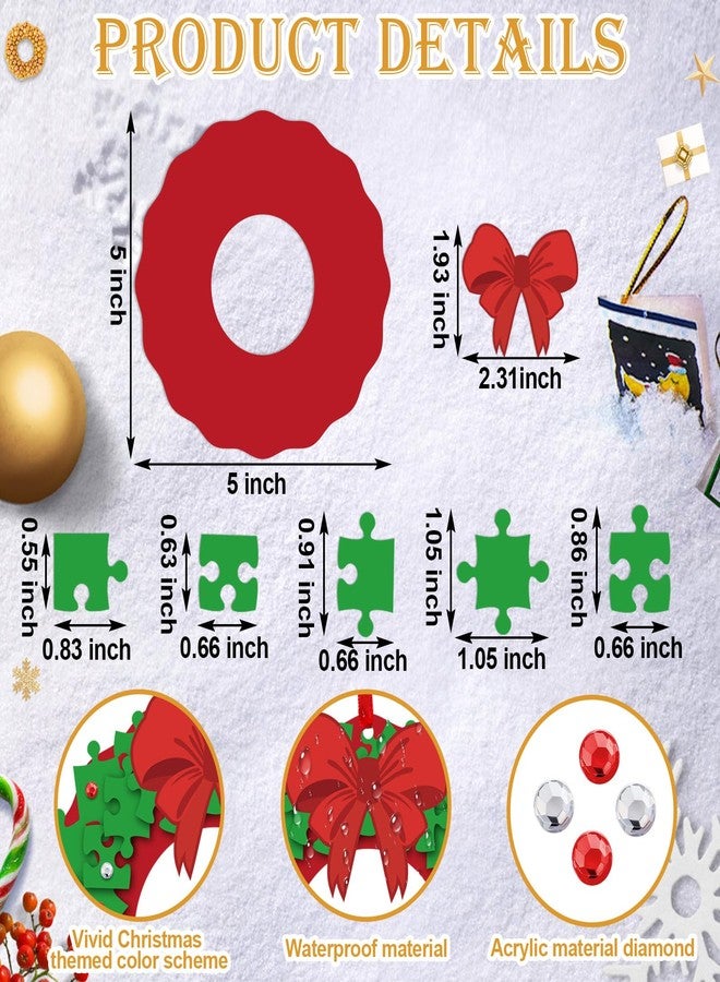 Poen 24 Set Christmas Wreath Crafts for Kids Puzzle Piece Wreath Craft Kits Picture Frame Ornament Xmas Holiday Hanging Ornament Kits DIY Party Decoration Fun Home Activities - Image 2
