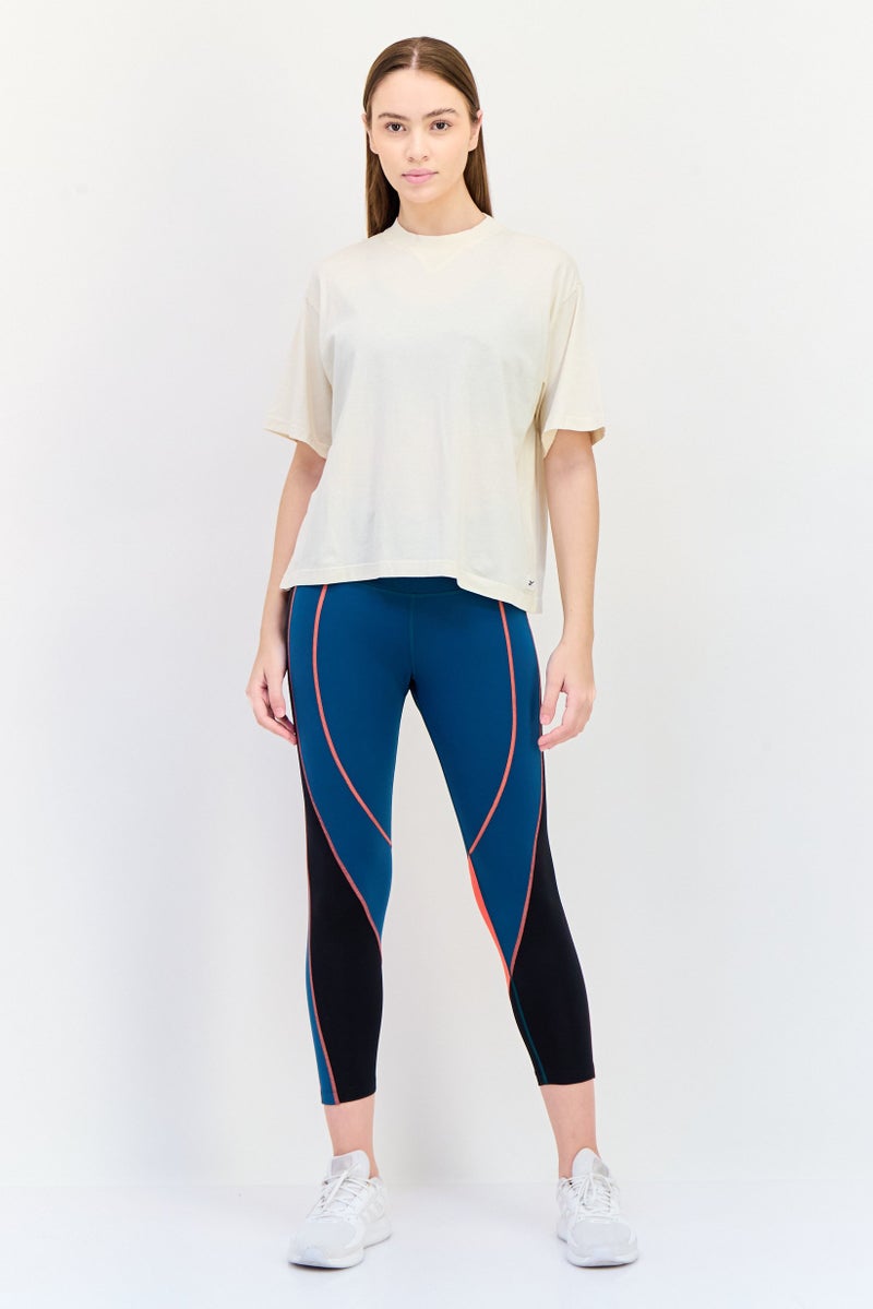 Reebok Women Sportswear Fit Short Sleeve Outdoor T-Shirt, Cream  - Image 4
