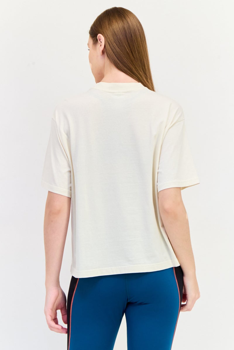 Reebok Women Sportswear Fit Short Sleeve Outdoor T-Shirt, Cream  - Image 2