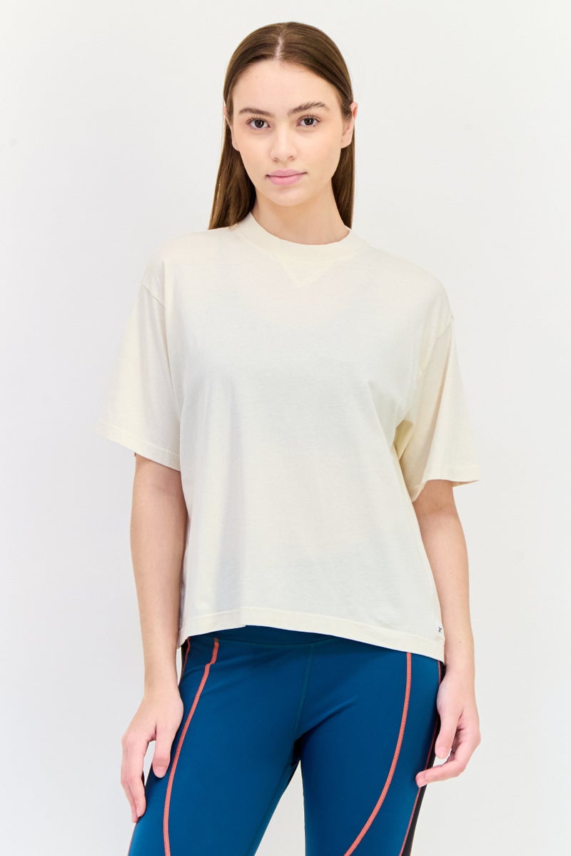 Reebok Women Sportswear Fit Short Sleeve Outdoor T-Shirt, Cream  - Image 1