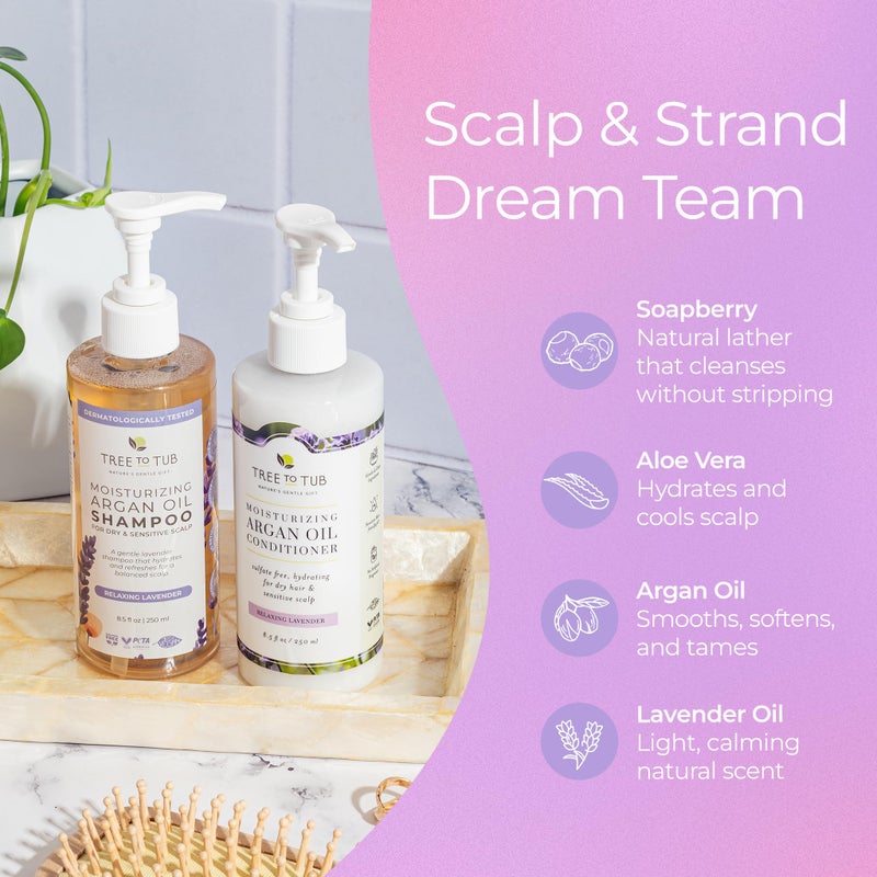 Tree to Tub Gentle Argan Oil Shampoo & Conditioner by Tree to Tubâ€”pH 5.5 Balanced Moisturizing Duo with Wild Soapberry & Organic Moroccan Oil - Nourishes Dry Hair & Very Sensitive Scalp, Sulfate Free (2 Pack) - Image 5