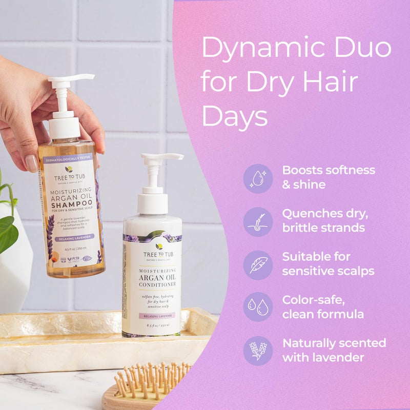 Tree to Tub Gentle Argan Oil Shampoo & Conditioner by Tree to Tubâ€”pH 5.5 Balanced Moisturizing Duo with Wild Soapberry & Organic Moroccan Oil - Nourishes Dry Hair & Very Sensitive Scalp, Sulfate Free (2 Pack) - Image 3
