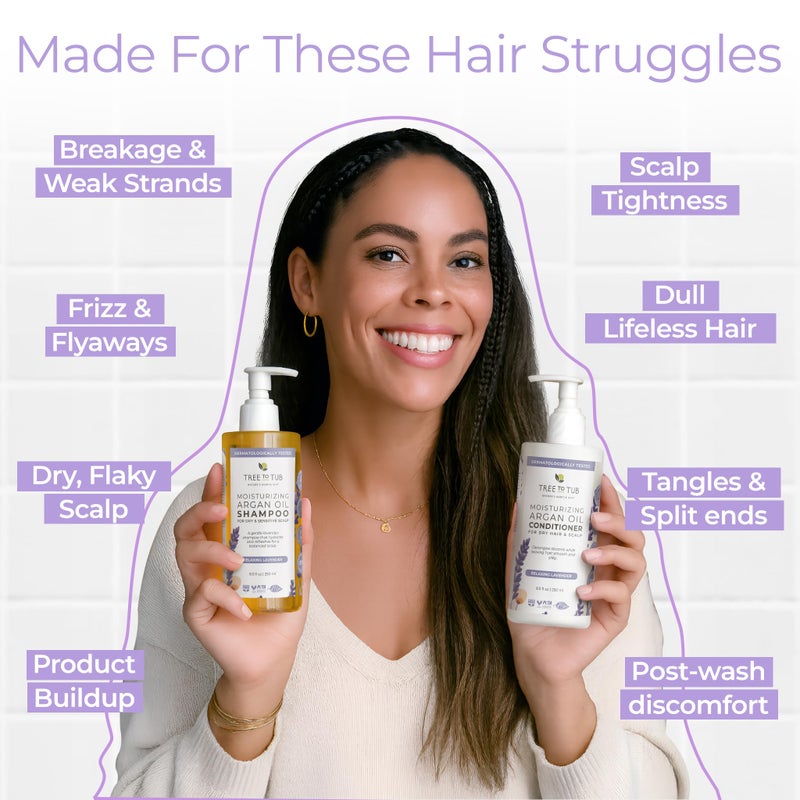 Tree to Tub Gentle Argan Oil Shampoo & Conditioner by Tree to Tubâ€”pH 5.5 Balanced Moisturizing Duo with Wild Soapberry & Organic Moroccan Oil - Nourishes Dry Hair & Very Sensitive Scalp, Sulfate Free (2 Pack) - Image 4