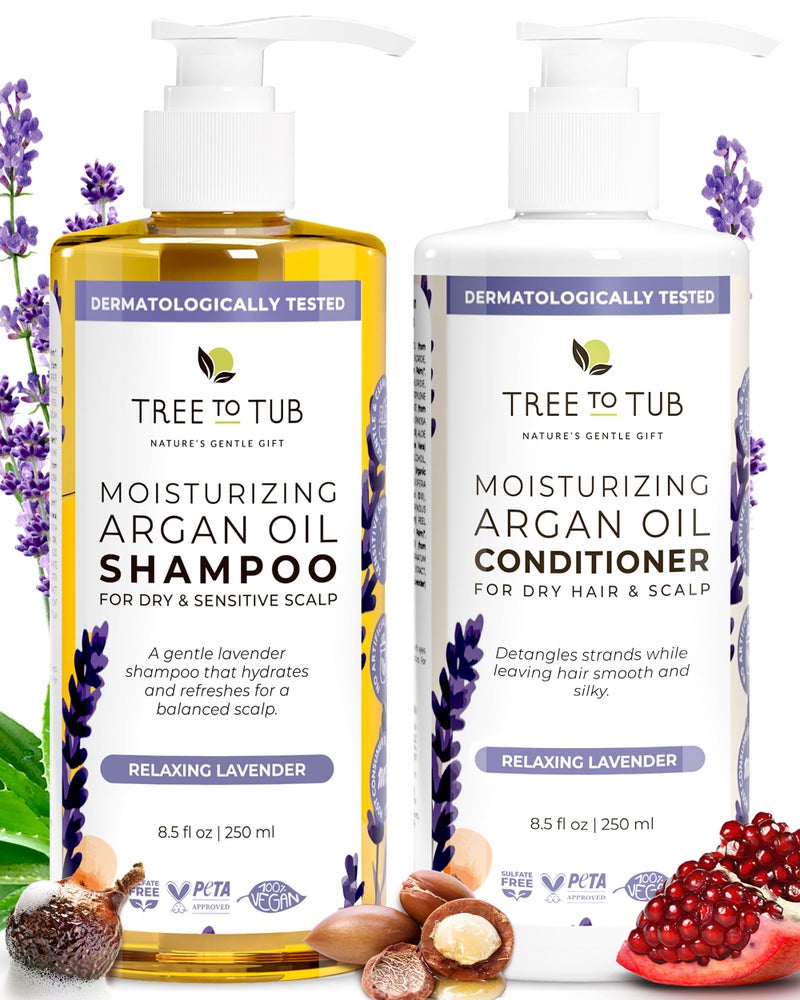 Tree to Tub Gentle Argan Oil Shampoo & Conditioner by Tree to Tubâ€”pH 5.5 Balanced Moisturizing Duo with Wild Soapberry & Organic Moroccan Oil - Nourishes Dry Hair & Very Sensitive Scalp, Sulfate Free (2 Pack) - Image 1